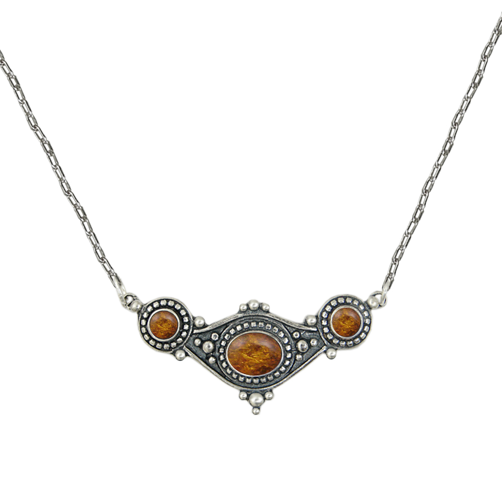 Sterling Silver Necklace With Amber